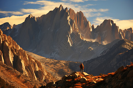 高山云雾间的风景背景图片