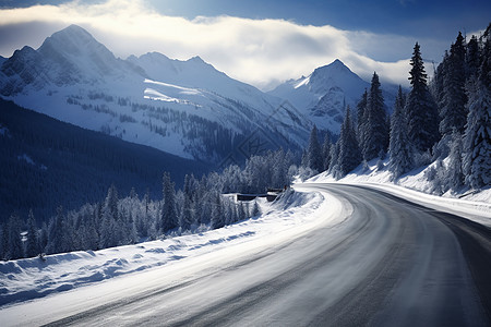 冬日的马路大雪马路高清图片