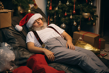 休息的圣诞老人图片