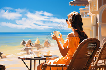 海边咖啡时光图片