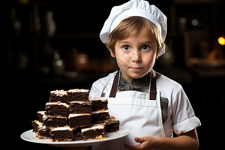 小厨师手持蛋糕图片