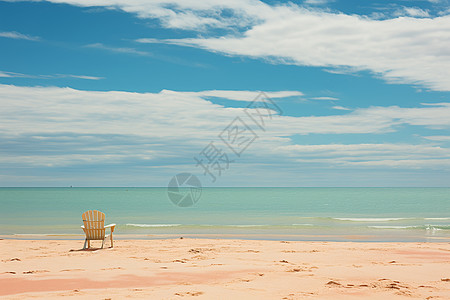 大海沙滩海沙海滩上孤独的椅子背景
