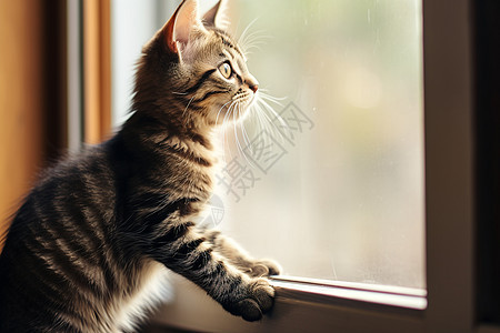 小猫咪趴在窗台上图片