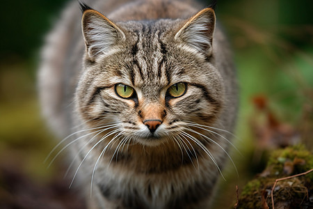 草地中行走的野猫图片