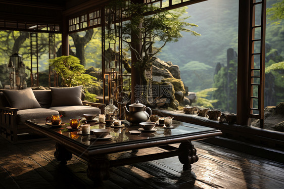 茶馆在竹林中图片