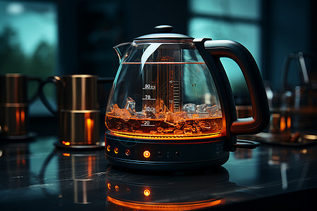 茶几上的玻璃茶壶图片
