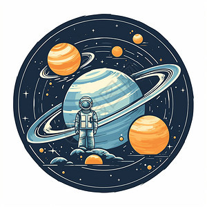 探险太空的宇航员插图图片