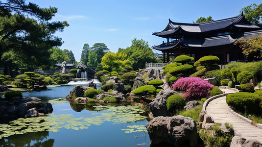 生机勃勃的皇家园林景观背景图片