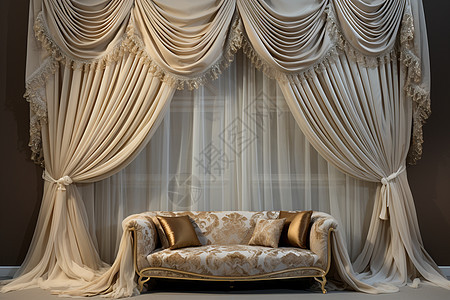 华丽的卧室窗帘装饰图片