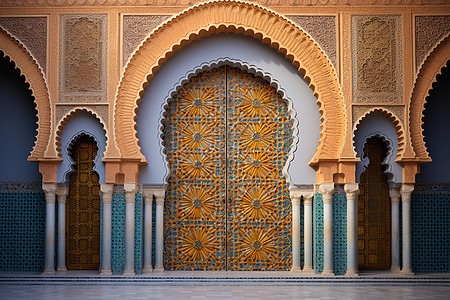 展会入口著名的摩洛哥皇家建筑背景