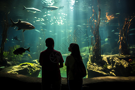 水族馆观赏的人图片