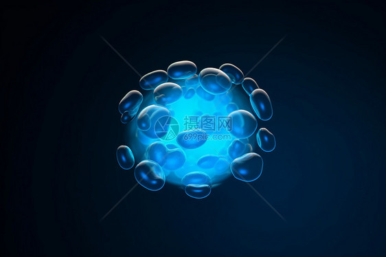 蓝色悬浮的泡泡图片