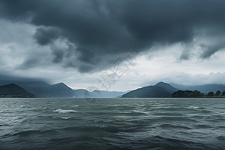 暴风雨前乌云暴风雨前的宁静海洋景观背景