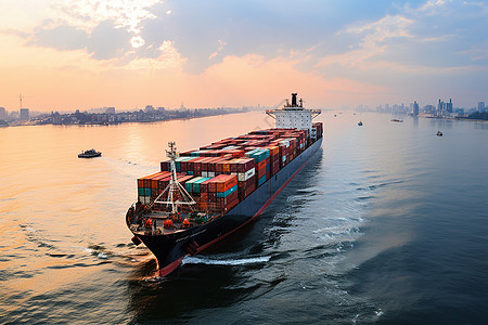 国际进出口贸易的货船背景