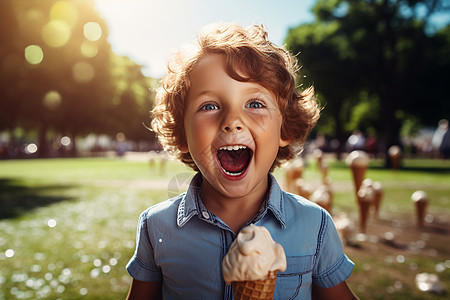 开心吃冰淇淋图片