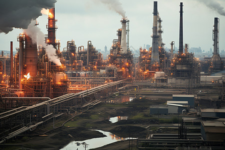 石油化工厂的烟囱图片