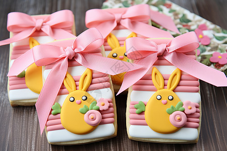 兔子饼干可爱造型的礼物背景