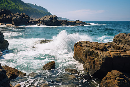 宁静岩岸的海洋景观图片