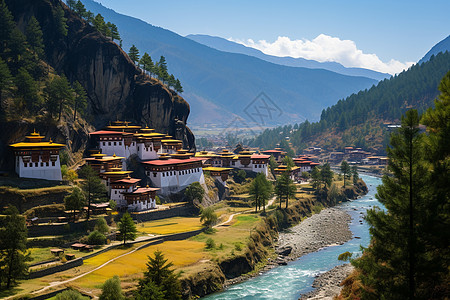 夏季喜马拉雅山的美丽景观图片