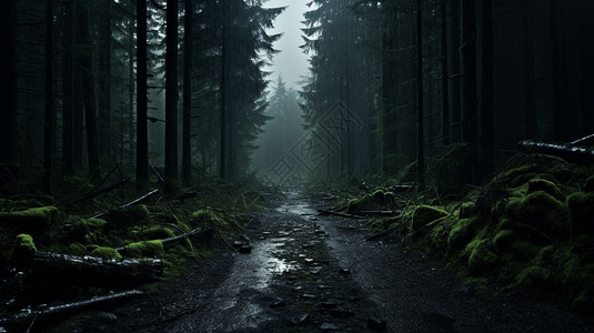 阴暗林间的小路图片