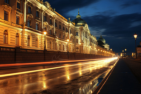灯火通明的圣彼得堡景观背景