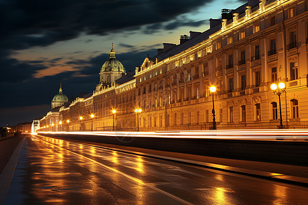 傍晚时圣彼得堡的美丽景观背景