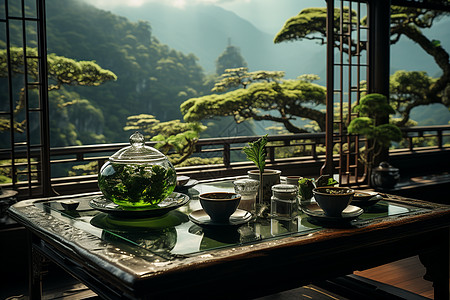山中茶屋温静景状图片