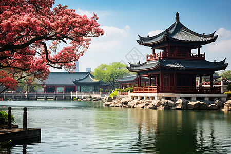 中式的历史园林建筑高清图片