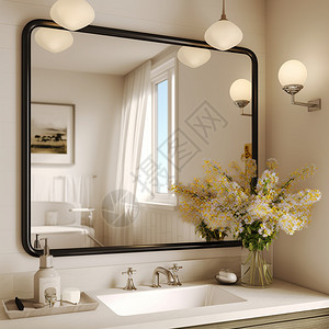 浴室矩形大镜子图片