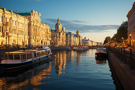 圣彼得堡码头皇家城市的圣彼得堡景观背景