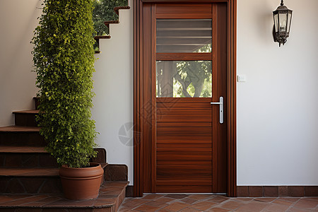 优雅的木质门背景图片