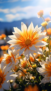 阳光下绽放的菊花图片