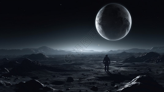 宇航员走在月球上图片