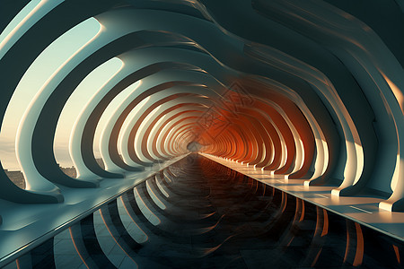 3D创意几何未来主义建筑图片