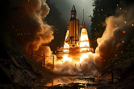 火箭发射的火焰背景图片