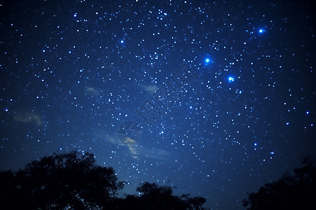星云密布的夜晚星空景观背景图片