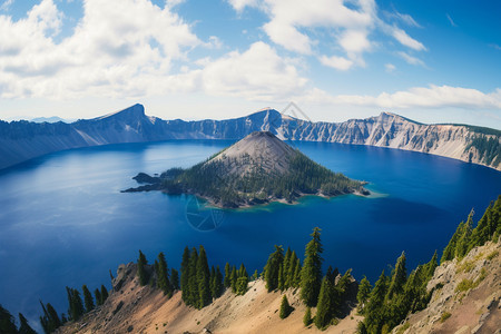 海洋中心的火山图片