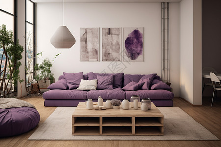 紫色的沙发背景图片