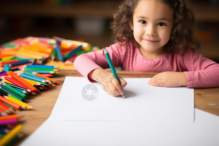 彩笔画素材爱学习的小孩子背景