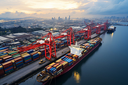 贸易港口船舶运输高清图片