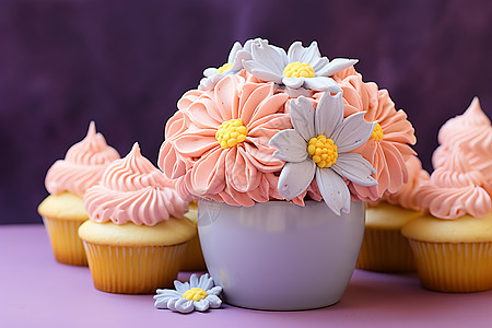 粉色甜品美味的小蛋糕背景