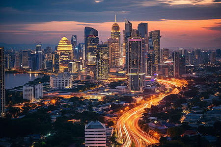 灯火辉煌的城市夜景背景图片