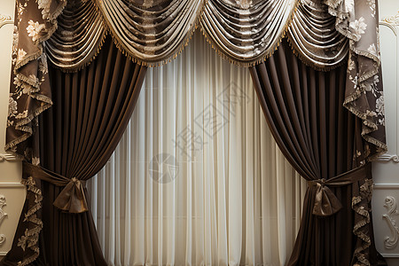 奢华的棕色窗帘装饰背景图片