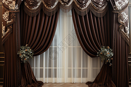 典雅的棕色窗帘装饰图片