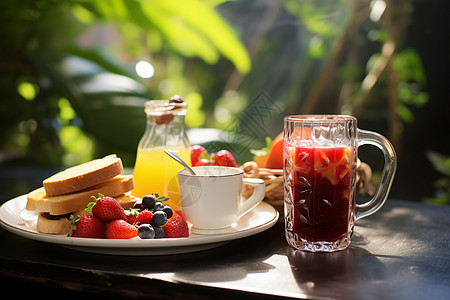 早餐阳光下的美味盛宴图片