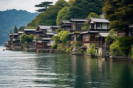 山水木屋风景图片