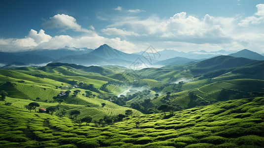 中国的茶山背景图片