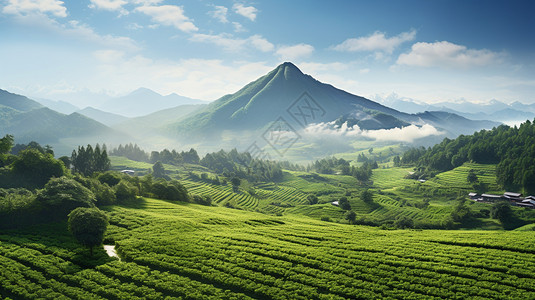 乡村农业种植的茶园背景图片