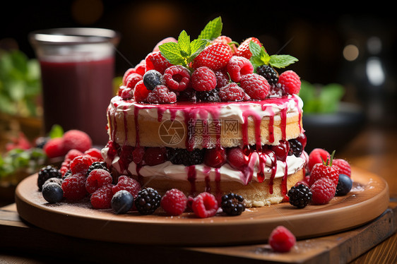 蔓越莓水果蛋糕图片
