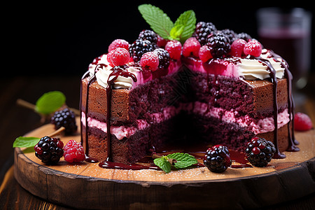 水果红丝绒蛋糕高清图片